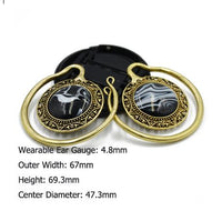 Cargar imagen en el visor de la galería, Piercing Ohrgewicht Brass Stern Stein marmoriert 4,8mm
