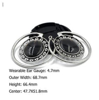 Cargar imagen en el visor de la galería, Piercing Ohrgewicht Brass oval Stein schwarz 4,7mm
