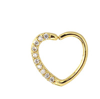 Load image into Gallery viewer, Piercing Edelstahl Ring für Nase Ohr Kristall Herz
