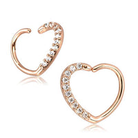 Load image into Gallery viewer, Piercing Edelstahl Ring für Nase Ohr Kristall Herz
