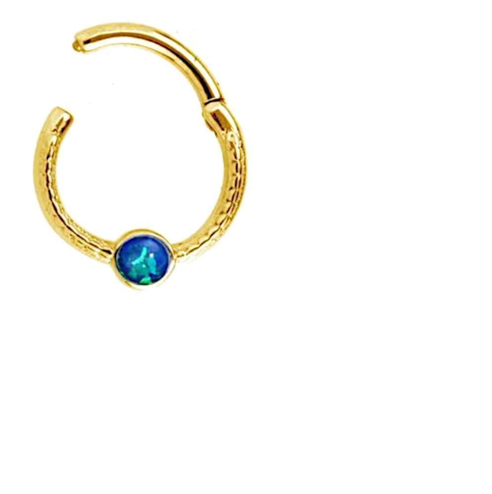 Klapp Segment Ring Piercing gold rotgold Opal Punkte