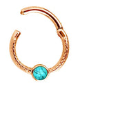 Cargar imagen en el visor de la galería, Klapp Segment Ring Piercing gold rotgold Türkis
