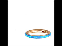 Cargar imagen en el visor de la galería, Klapp Segment Ring Piercing Edelstahl blau Opal unten
