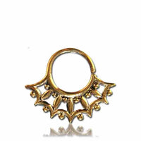 Cargar imagen en el visor de la galería, Septum Piercing Nasenringe Fächer Spitzen Messing 1 mm goldfarben nickelfrei antik exotisch Ohrring

