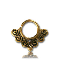 Cargar imagen en el visor de la galería, Septum Piercing Nasenringe Spirale Kreise Kugel 1,6 mm goldfarben nickelfrei antik exotisch Ohrring

