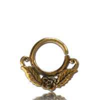 Cargar imagen en el visor de la galería, Septum Piercing Nasenringe Rose Blüte Blatt Messing 1 mm goldfarben antik Ohrring
