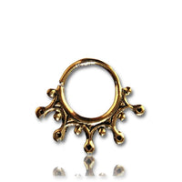 Cargar imagen en el visor de la galería, Septum Piercing Nasenringe Tropfen Kugeln Messing 1,6 mm goldfarben nickelfrei antik exotisch Ohrring
