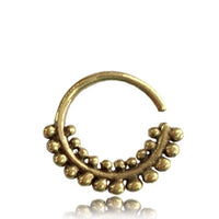 Load image into Gallery viewer, Septum Piercing Nasenring Messing kleine Kugeln zweireihig 1 mm goldfarben antik Ohrring
