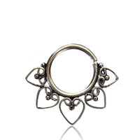 Load image into Gallery viewer, Septum Piercing Nasenringe Herzbögen Spiralbogen Messing silbern nickelfrei 1 mm Ohrring
