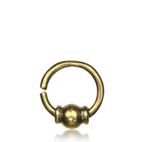 Load image into Gallery viewer, Septum Piercing Nasenring Messing Hippie 1 mm goldfarben antik Ohrring
