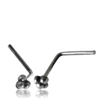 Load image into Gallery viewer, Silber Nasenstecker 0,8 mm Nostril vier Kugeln L-Form Nasenpiercing
