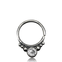 Load image into Gallery viewer, Nasenring Septum Piercing 925 Sterling Silber 1 mm Stein rundes Design

