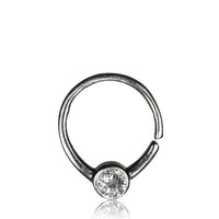 Load image into Gallery viewer, Nasenring Septum Piercing 925 Sterling Silber 1 mm Stein rundes Design
