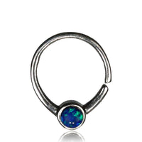 Load image into Gallery viewer, Nasenring Septum Piercing 925 Sterling Silber 1 mm Stein rundes Design
