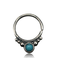 Load image into Gallery viewer, Nasenring Septum Piercing 925 Sterling Silber 1 mm Stein rundes Design
