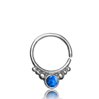 Load image into Gallery viewer, Nasenring Septum Piercing 925 Sterling Silber 1 mm Stein rundes Design
