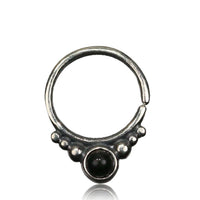 Load image into Gallery viewer, Nasenring Septum Piercing 925 Sterling Silber 1 mm Stein rundes Design
