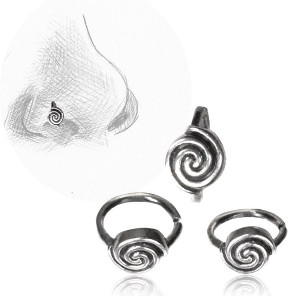 Nostril Piercing Nasenringe Silber Spirale spiralig 10 mm/0,8 mm Nasenschmuck