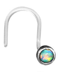 Load image into Gallery viewer, Nostril Piercing Silber Nasenstecker Screw Ende Bioflex 0,8 mm silbern Steine
