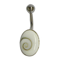 Load image into Gallery viewer, Shivaauge Piercing oval 10x14mm Bauchnabel Bananen-Piercing aus 925er Sterlingsilber
