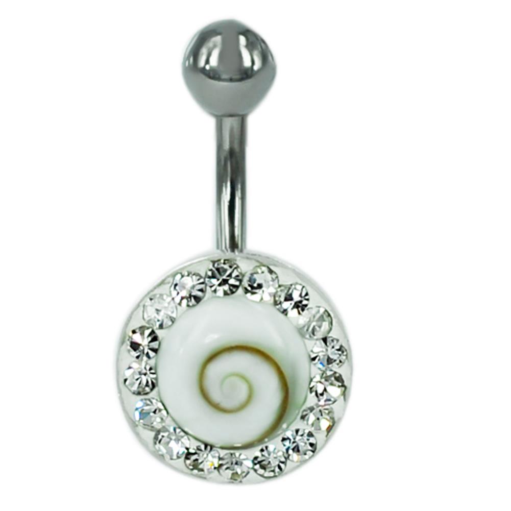 Shivaauge Piercing rund Glaskristall Rand Bananen-Piercing Bauchnabel 925 Silber Shiva Auge