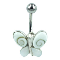 Load image into Gallery viewer, Shivaauge Piercing Schmetterling Perlmutt Bananen-Piercing 925er Sterling Silber Muschel Shiva Auge
