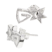 Cargar imagen en el visor de la galería, Silberohrstecker 925er Sterling Silber Ohrstecker Damen Schmuck Ohrringe Sternschnuppe Spirale Kantig
