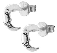 Cargar imagen en el visor de la galería, Silberohrstecker Halbmond Gesicht 6 mm Ohrstecker Unisex 925er Sterling Silber Schmuck

