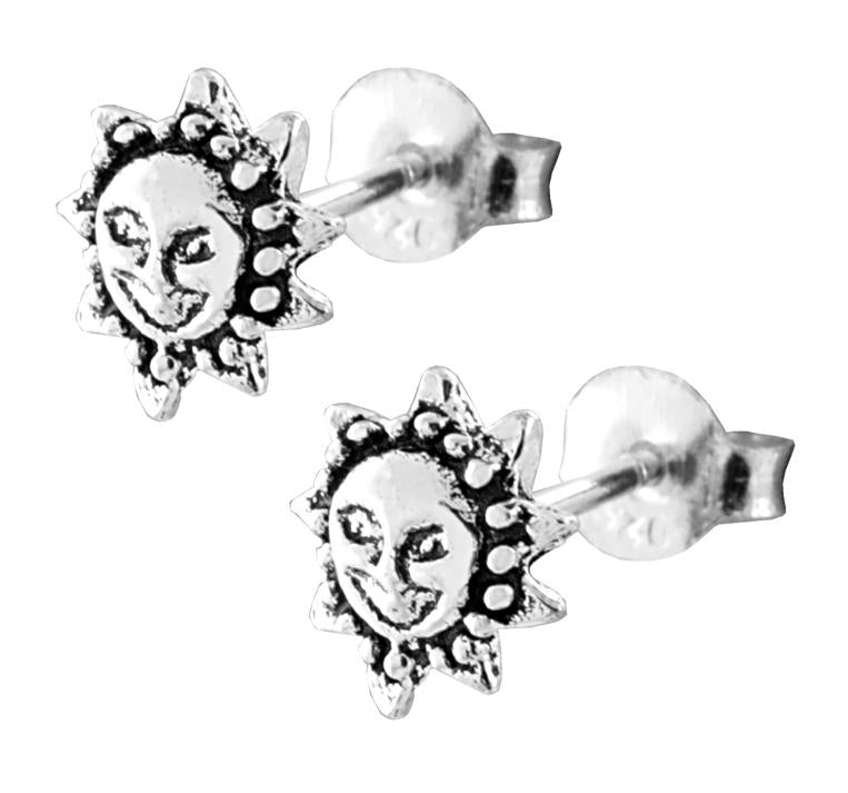 Silberohrstecker Ohrstecker 925er Sterling Silber Schmuck Ohrringe Sonne Gesicht