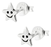 Load image into Gallery viewer, Silberohrstecker Ohrstecker 925er Sterling Silber Schmuck Stern Gesicht
