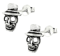 Cargar imagen en el visor de la galería, Silberohrstecker Ohrstecker Ohrringe Unisex 925er Sterling Silber Schmuck Totenkopf mit Hut
