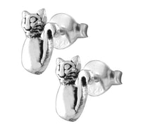 Cargar imagen en el visor de la galería, Silberohrstecker Ohrstecker Ohrringe Damen 925er Sterling Silber Schmuck Katze sitzend
