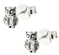 Cargar imagen en el visor de la galería, Silberohrstecker Ohrstecker Ohrringe Damen 925er Sterling Silber Schmuck Eule mit Einkerbungen
