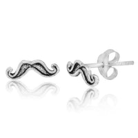 Load image into Gallery viewer, Silberohrstecker Ohrstecker Ohrringe Unisex 925er Sterling Silber Schmuck Bart dunkel oxidiert
