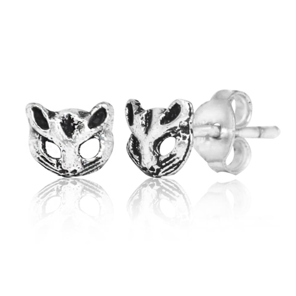 Silberohrstecker Ohrstecker 925er Sterling Silber Unisex Schmuck Ohrringe Katze Maske