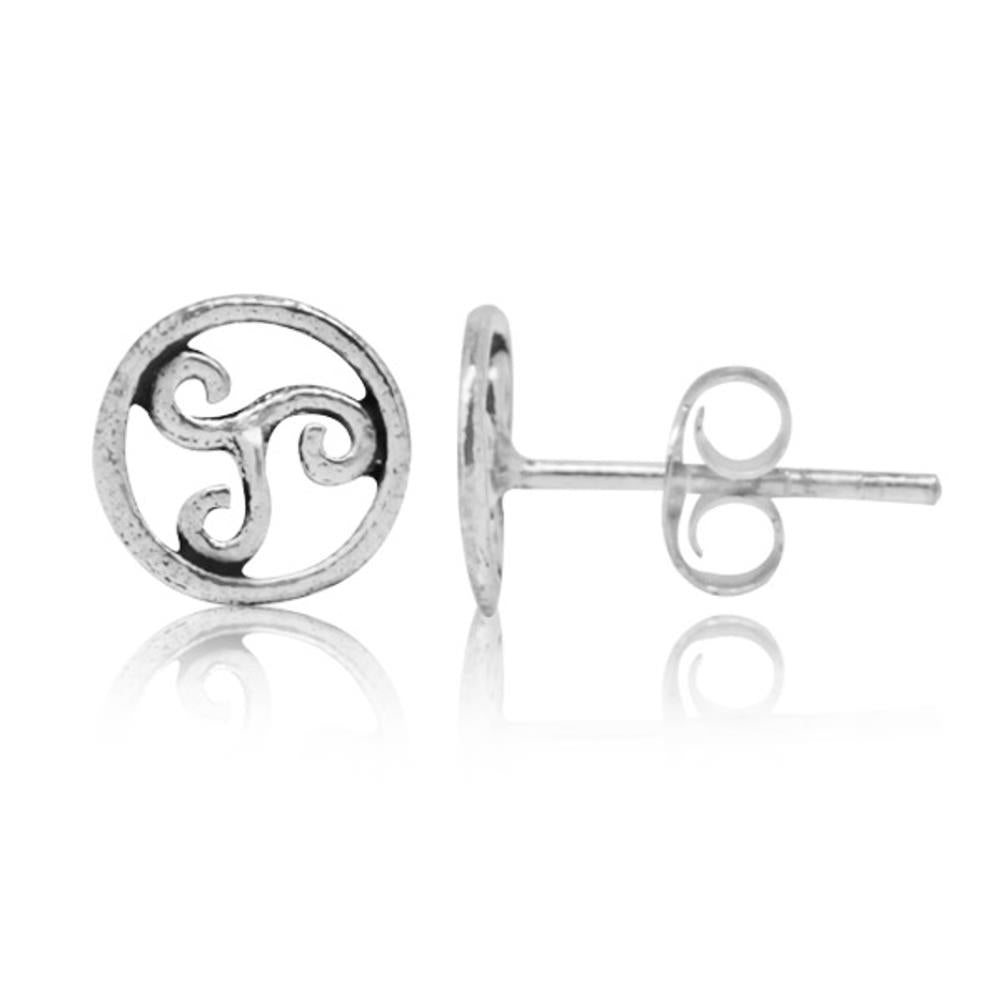 Ohrstecker 925 Silber Unisex Schmuck Ohrringe Kreis mit Muster