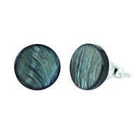 Cargar imagen en el visor de la galería, Ohrstecker, Schwarz, 8mmØ, aus gefärbtem Perlmutt, rund, 925er Sterlingsilber-Stift
