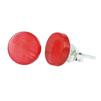 Cargar imagen en el visor de la galería, Ohrstecker, Rot, 8mmØ, aus gefärbtem Perlmutt, rund, 925er Sterlingsilber-Stift
