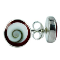 Cargar imagen en el visor de la galería, Shiva Auge koralle rot rund 10mm Ohrstecker 925 Silber
