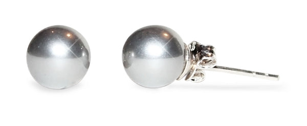 Ohrstecker Perle silbergrau Perlenohrstecker 925er Sterling Silber Glanz Ohrringe Damen