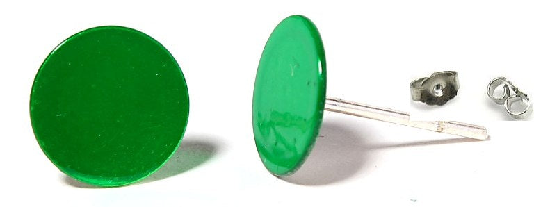 Ohrstecker kreisrund flach grün 8 mm Ø 925er Sterling Silber gefärbt Silberohrstecker
