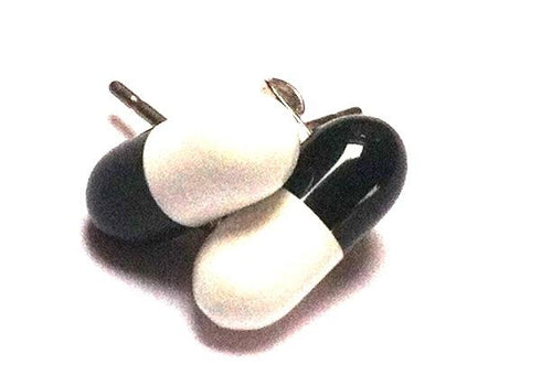 Ohrstecker Pille Tablette schwarz weiß Edelstahl Unisex Schmuck Ohrringe