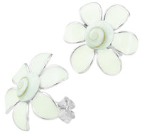 Cargar imagen en el visor de la galería, Shivaauge gebogen Emaille Blume weiß Ohrstecker 925er Sterling Silber Shiva Auge Damen
