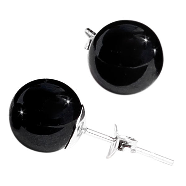 Perlenohrstecker glänzend schwarz Ohrstecker Perle 925er Silber Ohrringe Damen