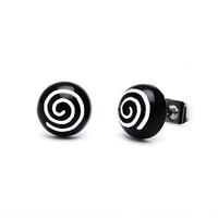 Load image into Gallery viewer, Ohrstecker Halbkugel Spirale 8 mm Acryl Unisex Ohrringe Edelstahl nickelfrei zweifarbig
