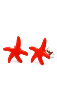 Load image into Gallery viewer, A pair of colorful star-shaped Brass Ohrstecker Sterne Unisex stud earrings (12 mm, Edelstahl, nickelfrei) is displayed on a plain white background.
