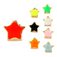 Cargar imagen en el visor de la galería, Brass Ohrstecker Stern 4 mm bunt gold Emaille nickelfrei Messing
