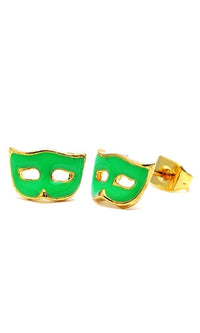 Load image into Gallery viewer, A pair of nickelfrei Brass Ohrstecker stud earrings, each 12 mm with colorful star designs, unisex style made of stainless steel, displayed against a white background.
