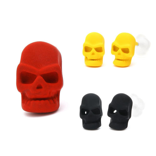 Ohrstecker Totenkopf 8 mm Edelstahl Gummi Beschichtung nickelfrei Unisex Schmuck