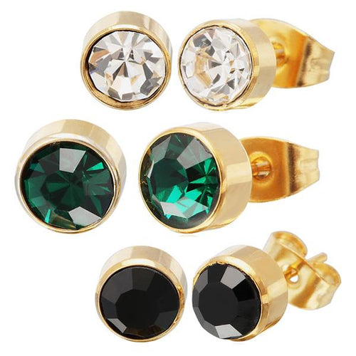 Brass Ohrstecker gold Glaskristall facettiert 6mm rund